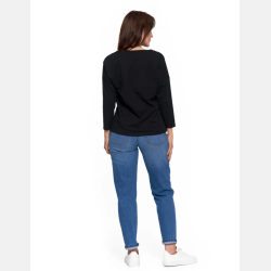 GŁADKA DAMSKA bluzka CZARNA 3/4 rękaw BAWEŁNIANA MORAJ